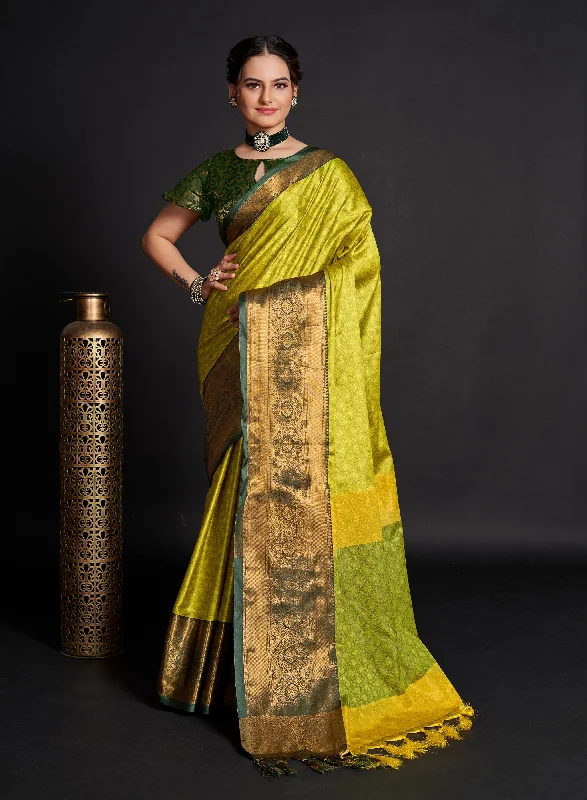 Women Yellow Lichi Soft Silk Weaving Work Saree With Un-Stiched Blouse Delicate Pleat Blouse Women Yellow Lichi Soft Silk Weaving Work Saree With Un-Stiched Blouse Delicate Pleat Blouse