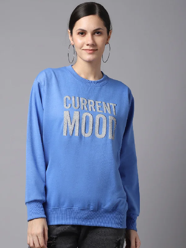 Vimal Jonney Fleece Round Neck Printed Sweatshirt For Women Hoodie with Exposed Zipper Edgy Industrial