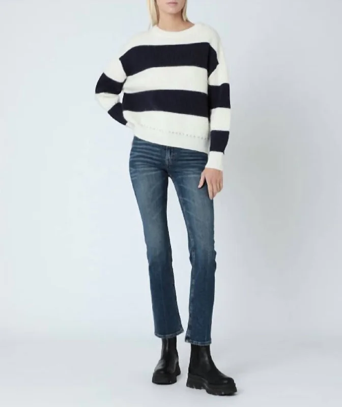Stripe Sweater In Navy Terry Terry Cloth Terry Knit