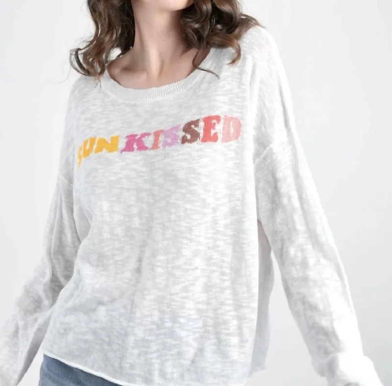 Sunkissed Sweater In Mango Chenille Brocade Lace