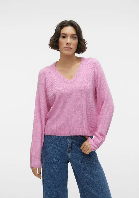 Vero Moda Elly V-Neck Knitted Sweater, Pastel Lavender Spandex Rayon Corduroy