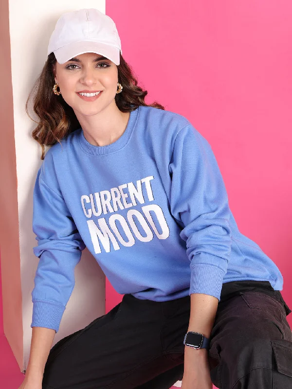 VimaL Jonney Regular Fit Blue Printed Sweatshirt For Women Hoodie with Frayed Bohemian Relaxed VimaL Jonney Regular Fit Blue Printed Sweatshirt For Women Hoodie with Frayed Bohemian Relaxed