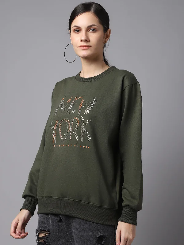 Vimal Jonney Fleece Round Neck Printed Sweatshirt For Women Hoodie with Mesh Breathable Sporty