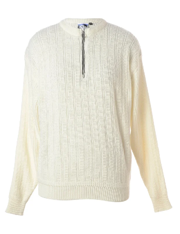 Label Off White Zip Front Knitted Jumper Layered Multi-layer Single Layer
