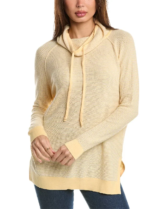 Forte Cashmere Thermal Drawstring Funnel Cashmere-Blend Sweater Elegant Classic Vintage Forte Cashmere Thermal Drawstring Funnel Cashmere-Blend Sweater Elegant Classic Vintage