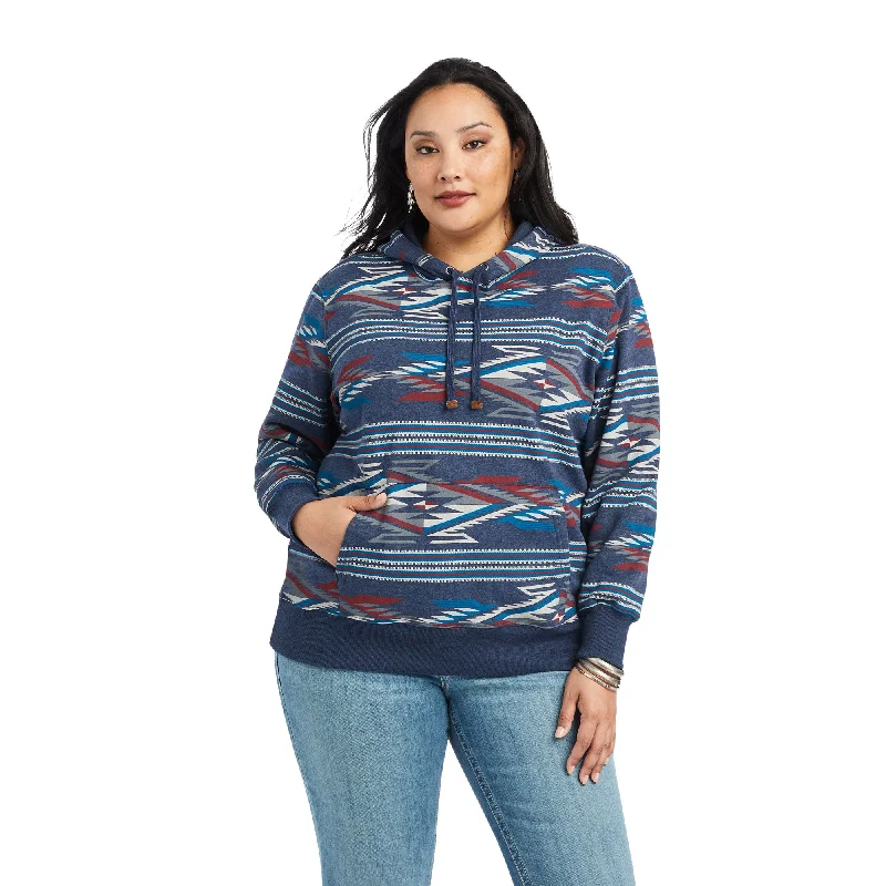 All Over print Chimayo Hoodie Hoodie with Mock Neck Collared Structured