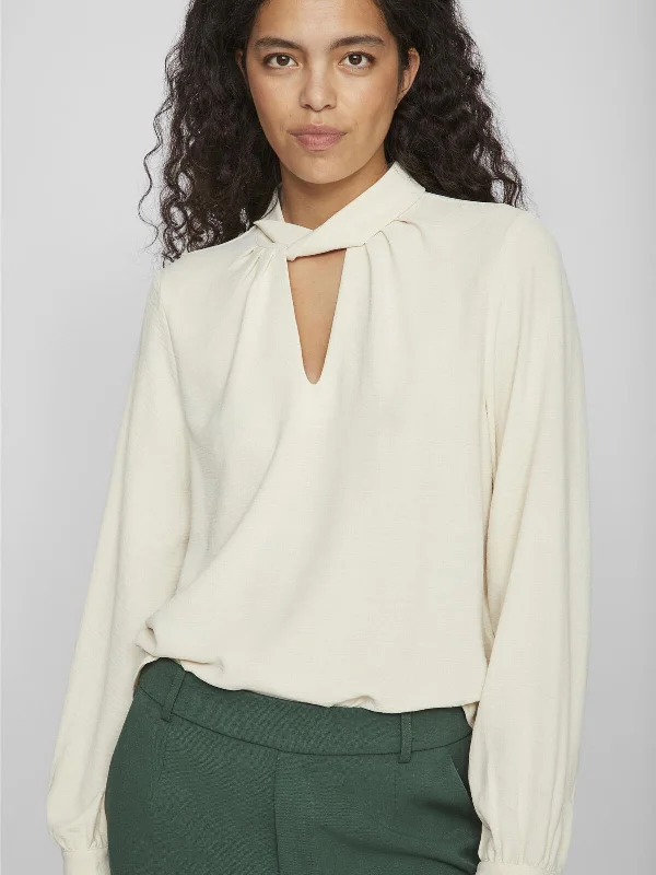 VISURA BLOUSE CREAM Chic Sleeveless Blouse