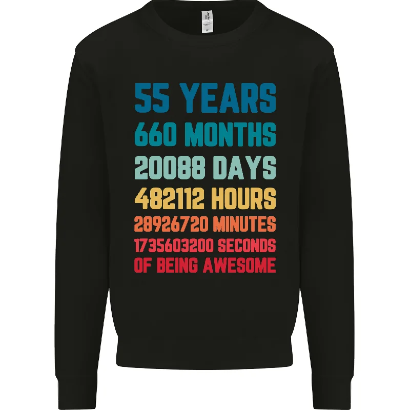 55th Year Celebration: 55 Vintage Men's Birthday Sweatshirt Jumper Hoodie with Side Slits Relaxed Casual