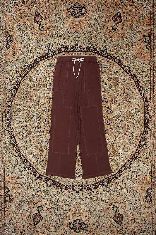 WAFFLE EASY PANTS (BROWN) Elegant Wool Trousers
