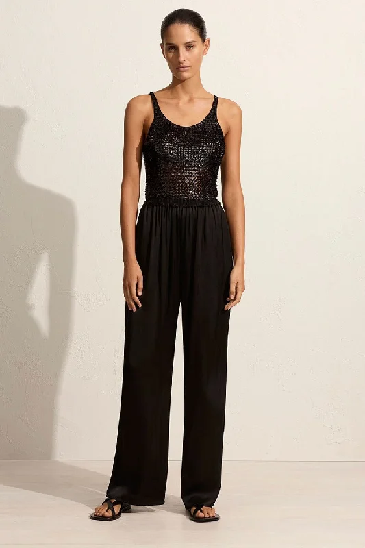 RELAXED SATIN PANT-BLACK Formal Slim Pants