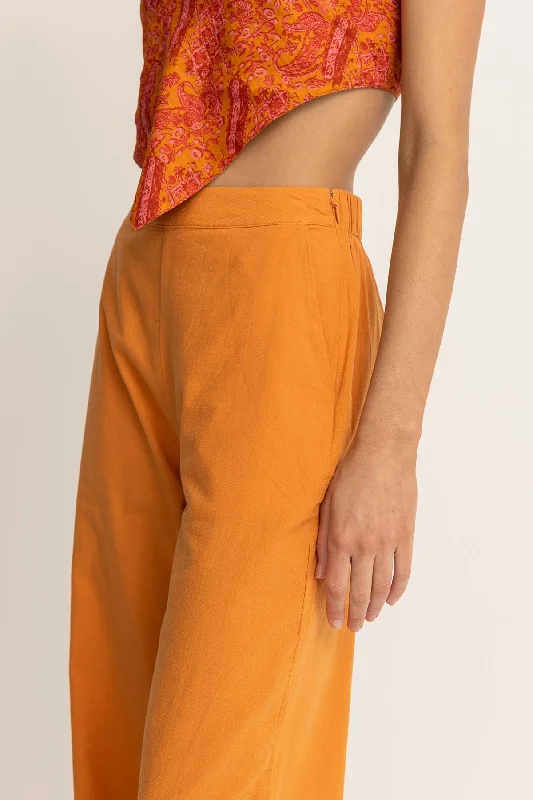 Rhythm "Solstice" Wide Leg Pant - Orange Modern Stretch Trousers