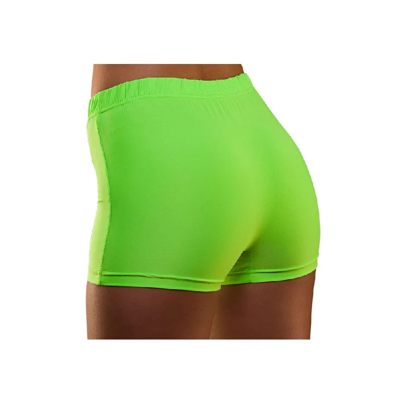 80's Neon Hot Pants Green Trendy High-Waist Trousers