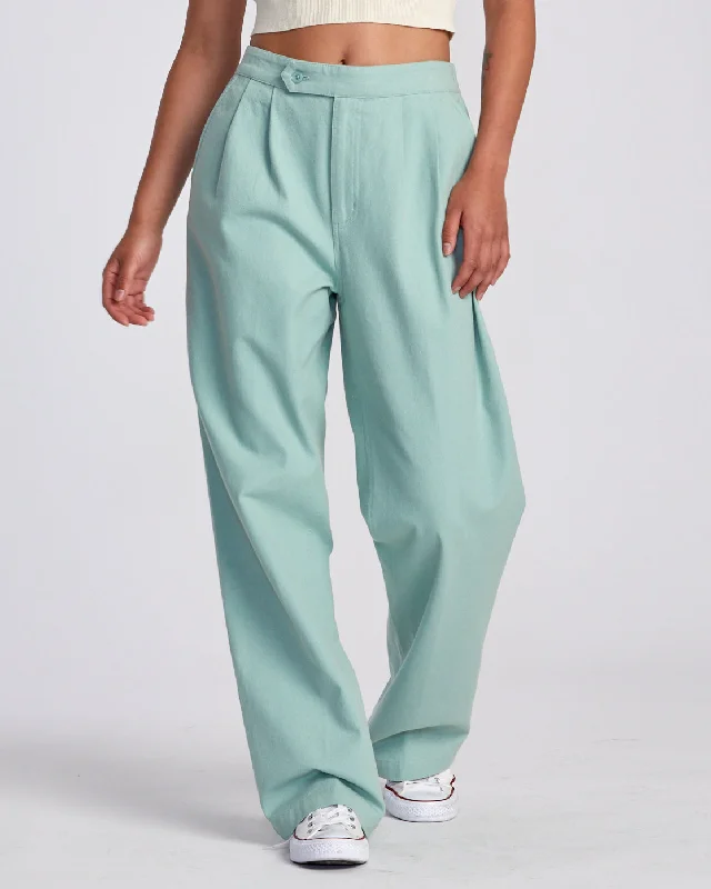 Hudson Wide Leg Pants - Green Haze Fashionable Button-Up Pants