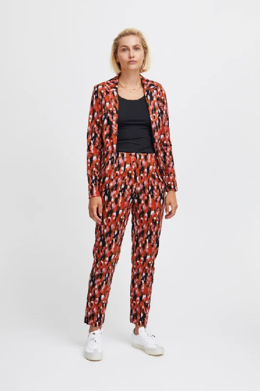 Kate Print Pant - Sugar Almond Stylish Slim Trousers