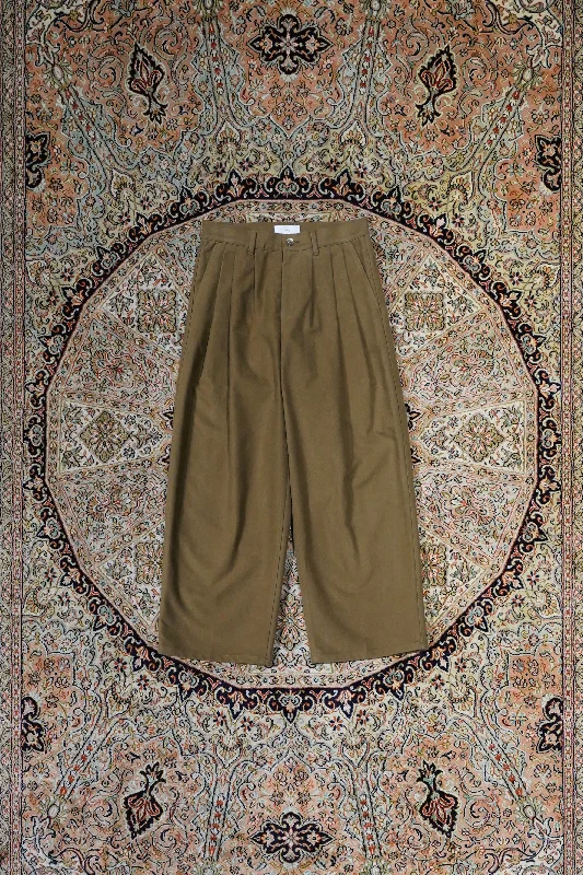 MOLESKIN 3TUCK PANTS (KHAKI) Soft Stretch Trousers
