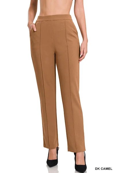 Camel Crepe Dress Pants Elegant Silk Pants