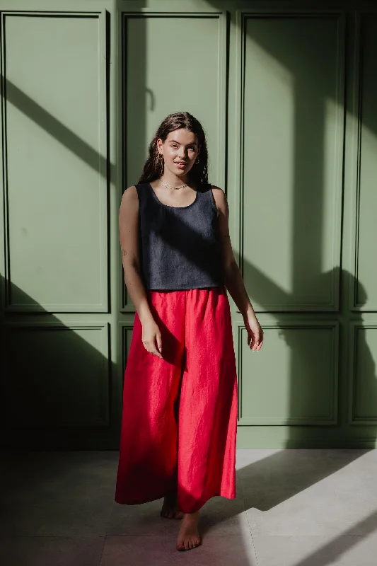 Isabella Wide Linen Pants Soft Wool Pants