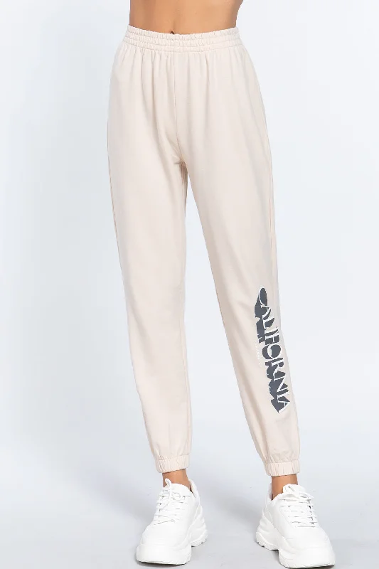 Graphic Long Jogger Pants Chic Black Leggings