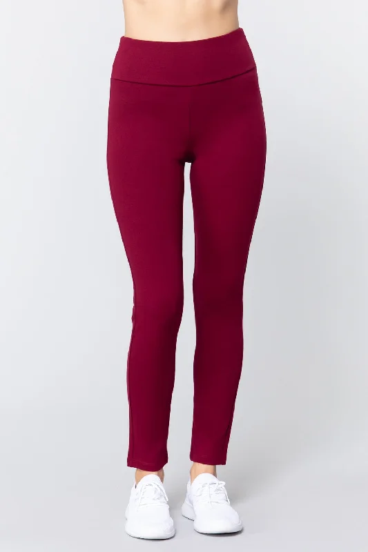 Waist Band Long Ponte Pants Warm Wool Trousers