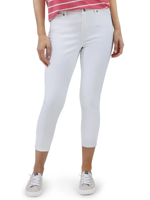 Chaps Women’s Skinny 5 Pocket Denim Crop Pants Trendy Wide-Legged Trousers