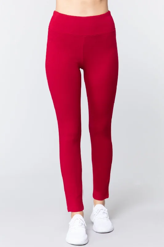 Waist Band Long Ponte Pants Comfortable Wide-Leg Pants