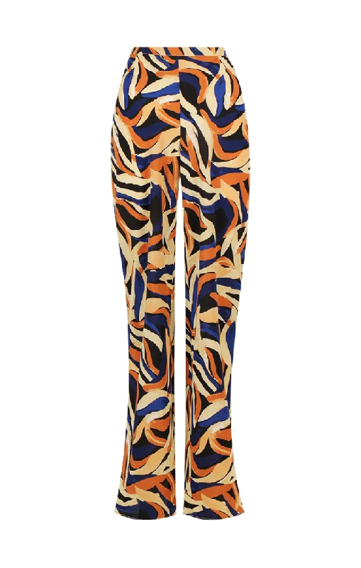 Palma Silk Bias Cut Pant - Cobalt Casual Wide Pants