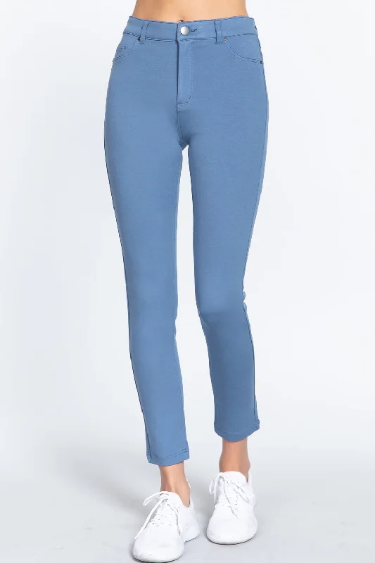 5-pockets Shape Skinny Ponte Mid-rise Pants High-Waist Yoga Pants