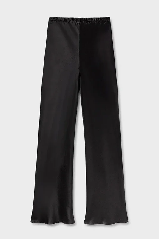 BIAS CUT PANTS-BLACK Fashionable Tapered Leg Pants