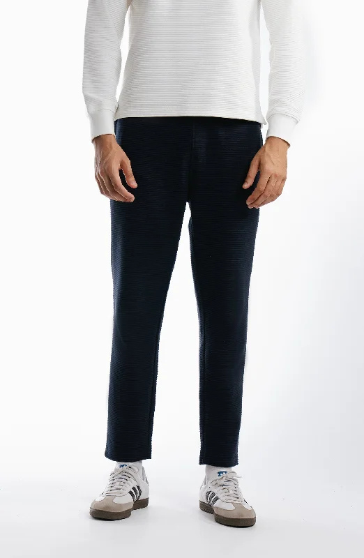 Ottoman Joggers Pants - Navy Blue Elegant Trouser Pants