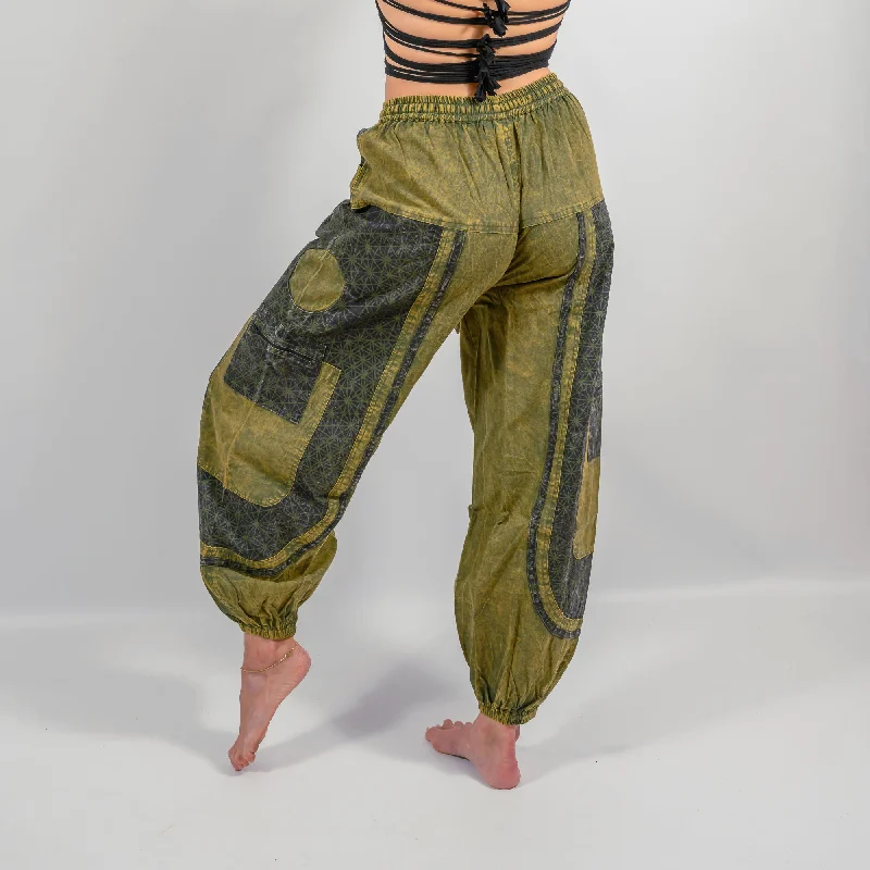 Sacred Geometry Harem Pants Chic Faux Leather Pants