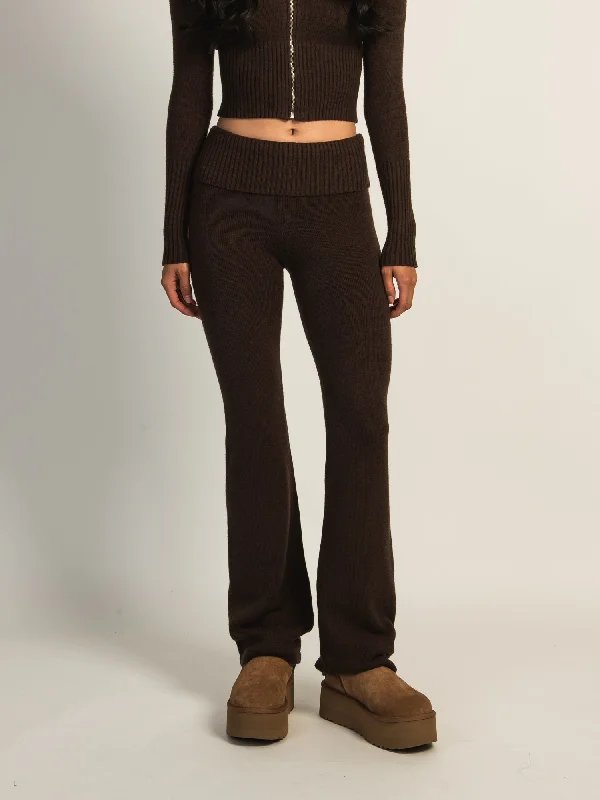 HARLOW BROOKE FLARE PANT - CHOCOLATE Elegant Palazzo Trousers