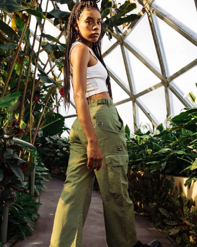 Mel G Saigon Cargo Pants - Utility Green Soft Wool Pants
