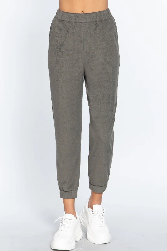 Terry Towelling Long Jogger Pants Trendy Tapered Pants