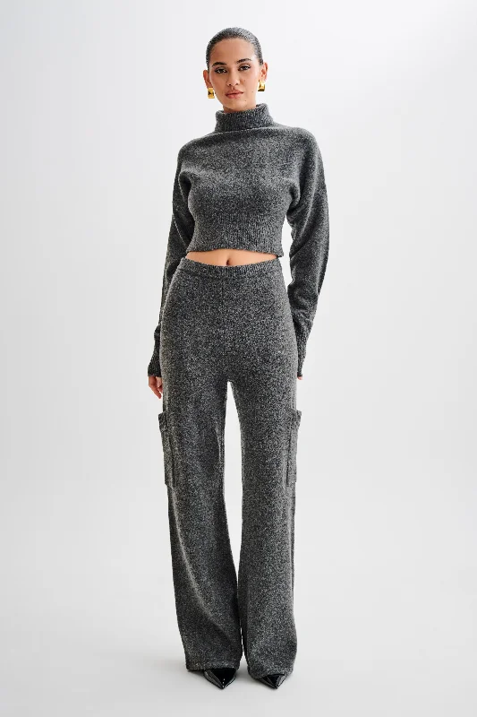 Darius Knit Pants With Pockets - Charcoal Marle Fashionable Work Pants