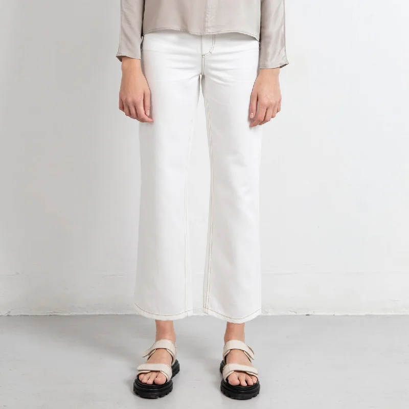 Cropped Wide Leg Linen Mix 5-Pocket Pants Chic Black Leggings