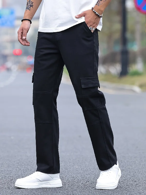 Comfortable Wide Leg Cotton Blend Pants for Men - Soft, Breathable, and Stylish for All Seasons - Casual Denim Pants for Everyday Wear Slim-Fit Khaki Pants