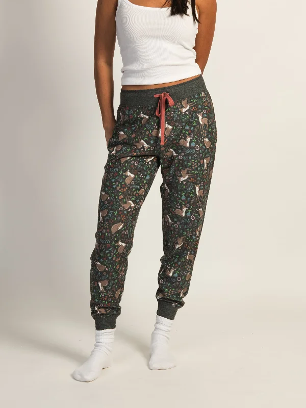 HARLOW AVA LOUNGE PANTS - BLACK Trendy Printed Leggings