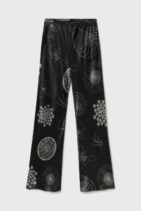 BIAS CUT PANTS FIBONACCI-BLACK Comfortable Fleece Pants