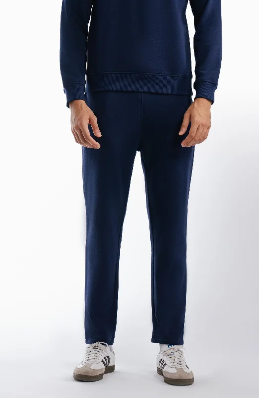 Fleece Joggers Pants - Navy Blue Comfortable Wide-Leg Pants