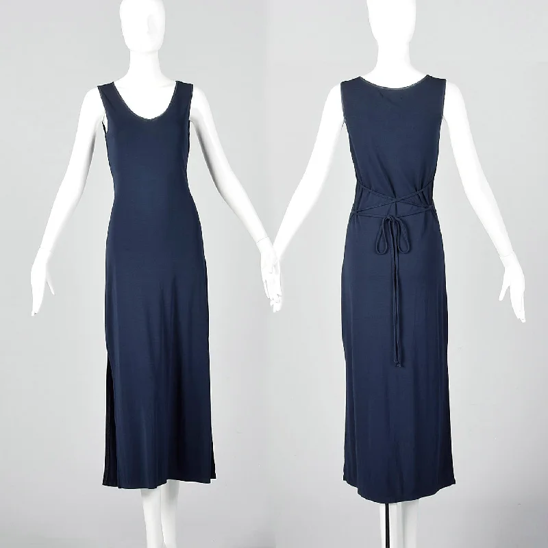 1990s Mary McFadden Maxi Dress with Tie Back Waist Stylish Pleated A-Line Maxi Dress 1990s Mary McFadden Maxi Dress with Tie Back Waist Stylish Pleated A-Line Maxi Dress