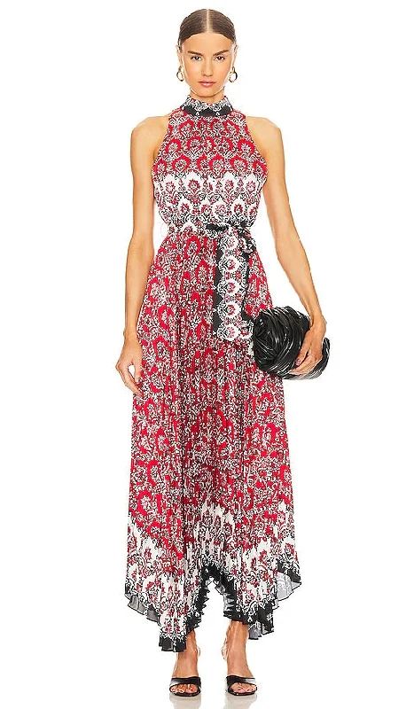 Alice + Olivia Mertie Maxi Dress in Red Stylish Empire Waist Maxi Dress