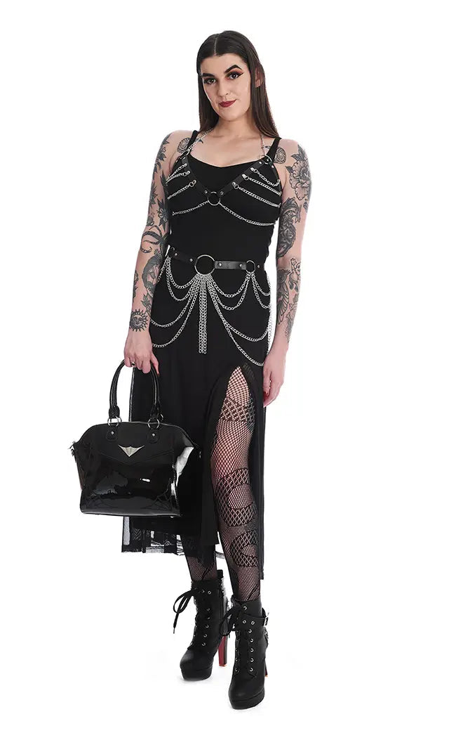 Araxiel Black Mesh Maxi Dress Trendy Floral Print Maxi Dress