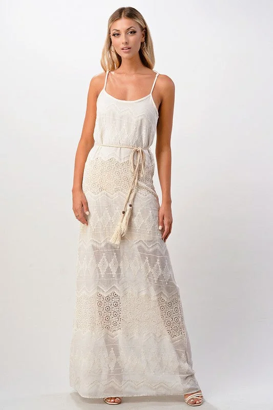 Bohemian Embroidered Maxi Dress Stylish Maxi Dress with Pleats