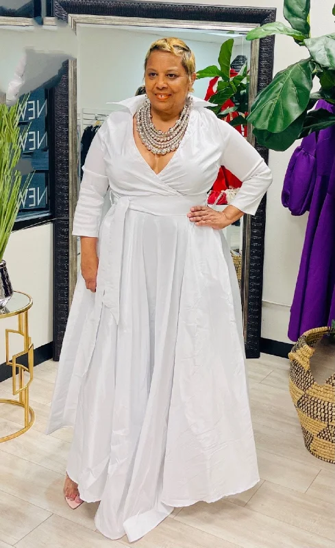 White Aline Maxi Dress Trendy Satin Maxi Dress