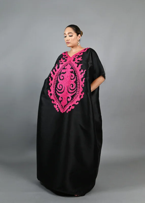 Soso Boubou (black color with pink embroidery) -African maxi dress Comfortable Bohemian Maxi Dress