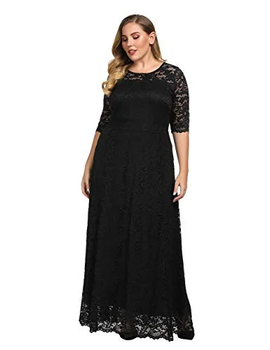 Chicwe Women's Stretch Lined Plus Size Scalloped Lace Maxi Dress Gown Elegant Pleated Maxi Dress Chicwe Women's Stretch Lined Plus Size Scalloped Lace Maxi Dress Gown Elegant Pleated Maxi Dress