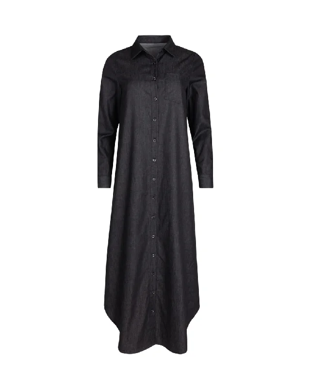 Denim Shirt Maxi Dress Classic V-Neck Maxi Dress
