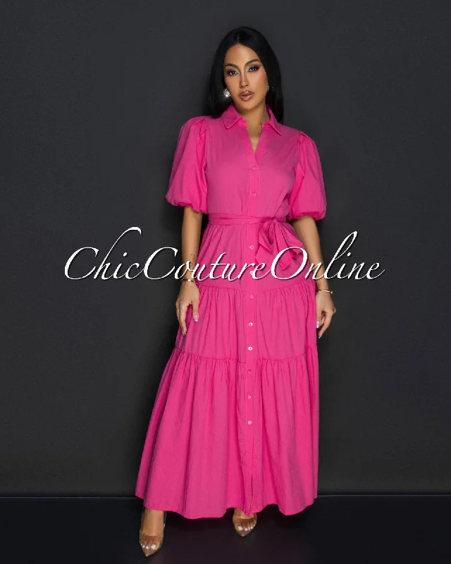 Diani Fuchsia Ruffle Maxi Dress Stylish Longline Maxi Dress