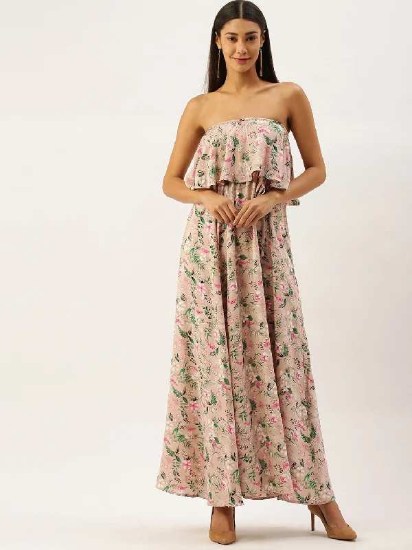 Berrylush Women Pink Off-Shoulder Floral Printed Maxi Dress Elegant Floral Maxi Dress Berrylush Women Pink Off-Shoulder Floral Printed Maxi Dress Elegant Floral Maxi Dress