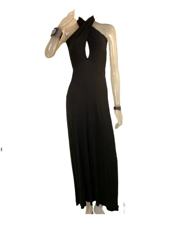 E-Motions Halter Maxi Dress Black Cozy Spaghetti Strap Maxi Dress